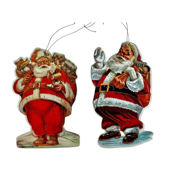 Vintage 1987 Merrimack Santa Claus Cardboard Ornaments Set Of 4 - Picture 5 of 7